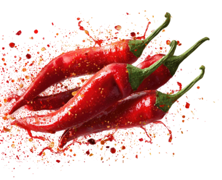 Red chili peppers in a fiery explosion