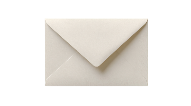 A plain, cream-colored envelope, closed and facing forward