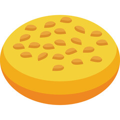 Golden Yellow Round Baked Bread With Seeds On Top Isolated On Transparent Background