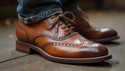 Brown Leather Oxford Dress Shoes Formal Footwear Classic Style Professional Menswear