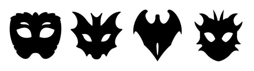 Collectionoffourterrifyingblackdragonmasksperfectforhalloweenorthemedpartiesfestivedecorations