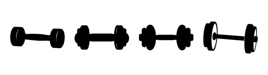 Collectionofblackdumbbellslinedupfitnessequipmentweightsforstrengthtrainingandexercise