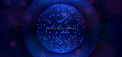 Technology futuristic square pettern scene on dark background. Technology futuristic concept.