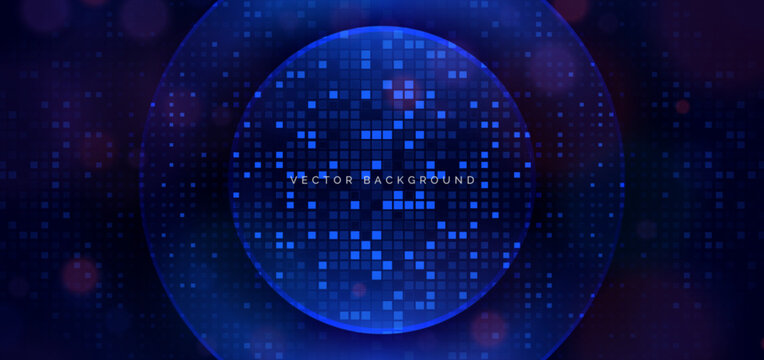 Technology futuristic square pettern scene on dark background. Technology futuristic concept.
