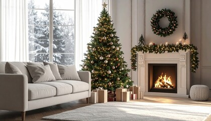 Christmas Home Interior with Christmas tree