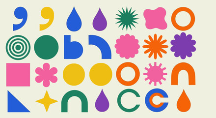 Modern abstract background with a variety of bold geometric shapes and colorful forms, a creative digital asset collection