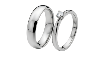 Wedding Rings, Diamond Engagement Ring and Plain Band