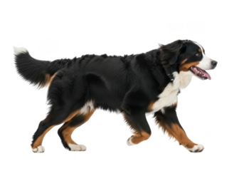 Bernese mountain dog breed walking pet animal canine friend companion doggy puppy isolated on transparent background