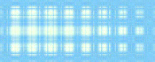 Star shaped trendy halftone pattern smooth curved line ultra wide 32:9 aspect ratio light blue vector abstract background. Half tone grid graphic glitter effect, vector illustration