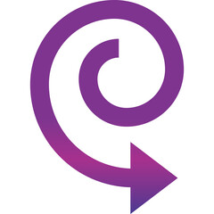 Gradient Purple Spiral Arrow Shape With Transparent Background Abstract Symbol Design