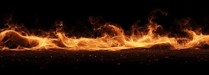 Fiery flame display, showcasing vibrant energy against a dark backdrop. The dancing flames create a dynamic display, symbolizing power and passion
