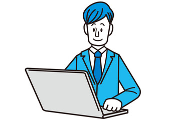 ビジネス, サラリーマン, パソコン, デスクワーク, 入力, メール, ノートパソコン, オフィス, 新入社員, 社員, お知らせ, 案内, 説明, 仕事, 会社, 職業, 社会, スーツ, 男性, 会社員, ビジネスマン, 営業マン, 営業, 働く, パパ, おすすめ, 笑顔, プレゼン, 社会人, イラスト, コンピュータ, ノート, テクノロジー, 人, インターネット, マネージャー, 