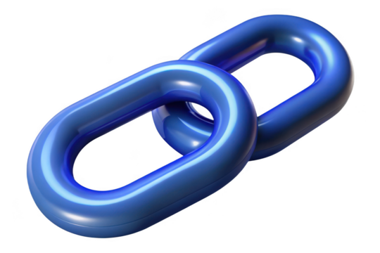 3d blue chain link connection strength security partnership bonding concept illustration isolated on transparent background