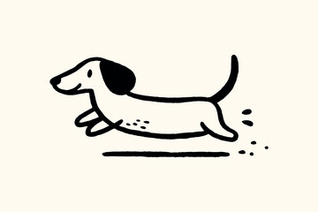 Naklejka na ściany i meble Running dachshund simple cartoon sketch vector illustration Naklejka na ściany i meble Running dachshund simple cartoon sketch vector illustration