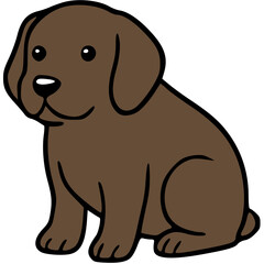 Brown puppy dog cute pet hand drawn vector icon