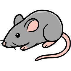 Gray mouse cute pet hand drawn vector icon