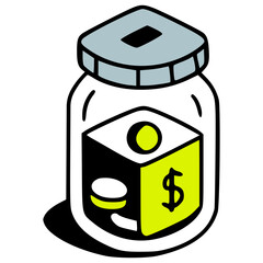 Donation jar isometric vector icon