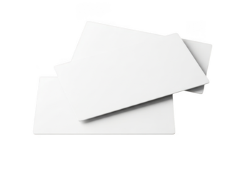 Stack of white blank cards mockup presentation business card isolated on transparent background