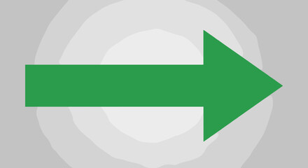 A vibrant green arrow points right, centered on a light grey background with subtle circular textures