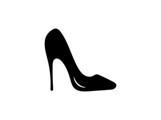 Elegant black silhouette of a high heel shoe with a pointed toe and stiletto heel