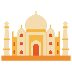 Taj Mahal India flat landmark vector icon