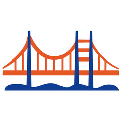 Story Bridge Brisbane Australia flat landmark vector icon