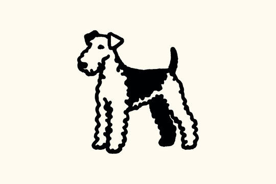 Airedale terrier bold line minimal dog illustration vector