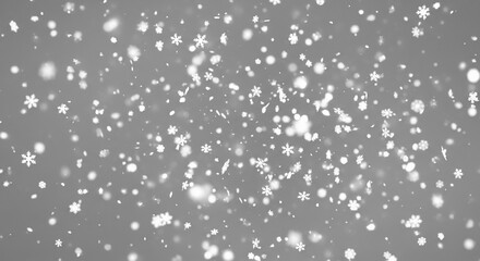 Winter wonderland snowfall with delicate snowflakes gently falling, perfect for creating a festive holiday mood or adding a touch of seasonal magic to your project