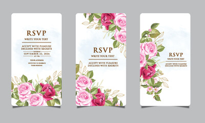 Vector set of floral cards and banners with flower illustrations for design templates like wedding invitations