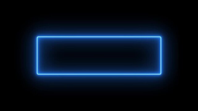 neon frame icon animation, Glowing neon square rectangle picture frame icon animation neon display box round screen photo frame retro movement with black background.