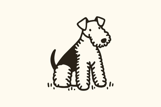 Airedale terrier bold line minimal dog illustration vector