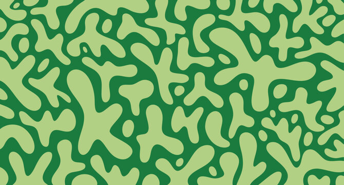 Abstract green liquid splash background with mossy ripple shapes, nature, moss, forest. Single non seamless pattern, hand drawn. Great for eco branding, organic product label, gardening blog banner.