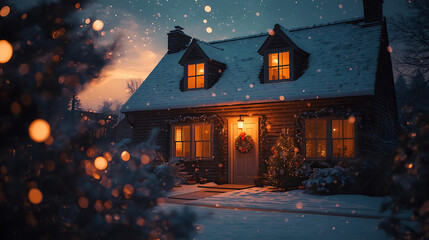 &ldquo;Winter Haven: Cozy Cottage at Dusk&rdquo;