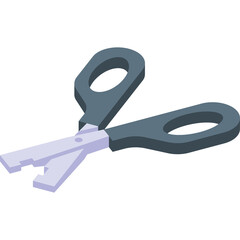 Gray Handle Scissors With Silver Blades And Transparent Background Isolated On White Flat Lay In Studio