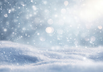 Fototapeta premium Soft snowflakes gently falling over a calm winter landscape during a bright afternoon