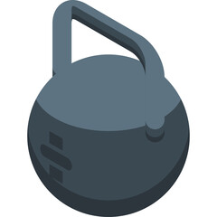 Gray Isometric Kettlebell Weight Object With Transparent Background And Smooth Shading Perfect For Fitness Graphics And Workout Illustrations