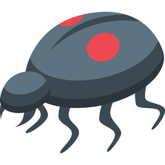 Gray Isometric Ladybug Illustration With Red Spots On A Transparent Background Detailed Insect Graphic And Small Creature Design