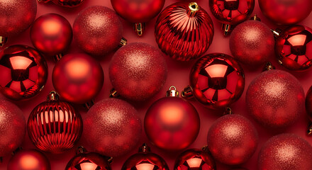 Festive Red Christmas Ornaments A Textured Array for Holiday Decorations