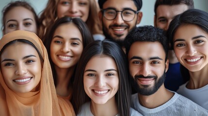 Obraz premium Diverse group of multicultural individuals, warm and inclusive atmosphere.