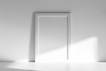 White frame mockup, shadow overlay, direct sunlight