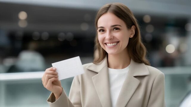 A participant holding a winning ticket with excitement, representing luck, happiness, and engagement in promotional activities and customer loyalty programs. cinematic color correction, gentle