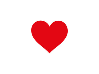 A simple bold bright red heart symbol isolated on a clean white background representing love and affection