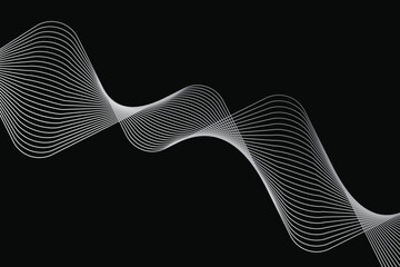 Dark abstract wave lines background futuristic digital flow vector illustration