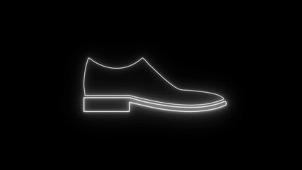 Blue and Pink Neon Shoe Icon Animation on Black Background