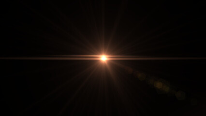 Dramatic golden lens flare with radiating light beams creates a captivating and ethereal effect, perfect for adding a touch of magic and intrigue to your designs and projects