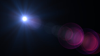 Radiant lens flare effect with mesmerizing purple hues and vibrant glow, perfect for adding a touch...