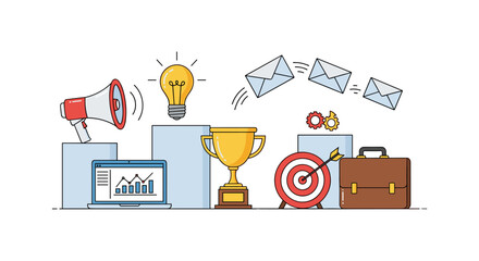 Business success and marketing strategy concept illustration.