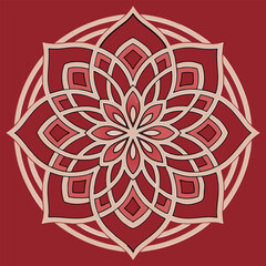 Red Background Mandala | Decorative Layered Vector Ornament”