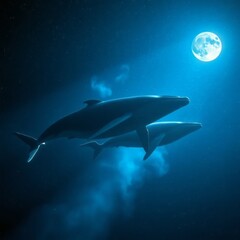 Fototapeta premium Galactic Whales Humpbacks Soaring Through Cosmic Nebula_16