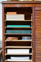 Shelves on antique wooden furniture